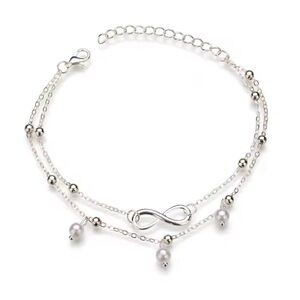 Elegant Silver Infinity Pearl Bracelet